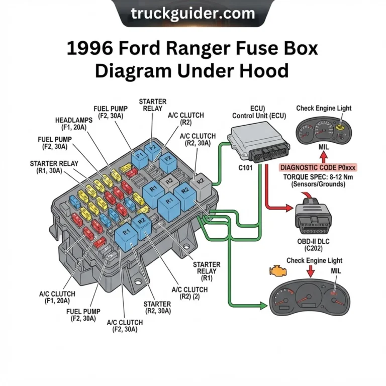 1996 ford ranger fuse box diagram under hood diagram with labeled components and explanations