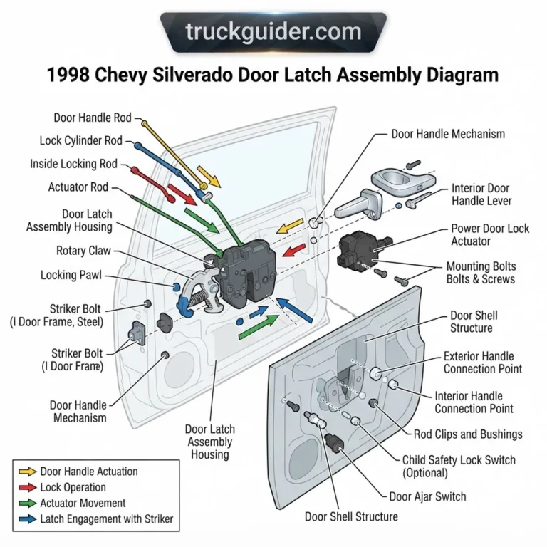 1998 chevy silverado door latch assembly diagram diagram with labeled components and explanations