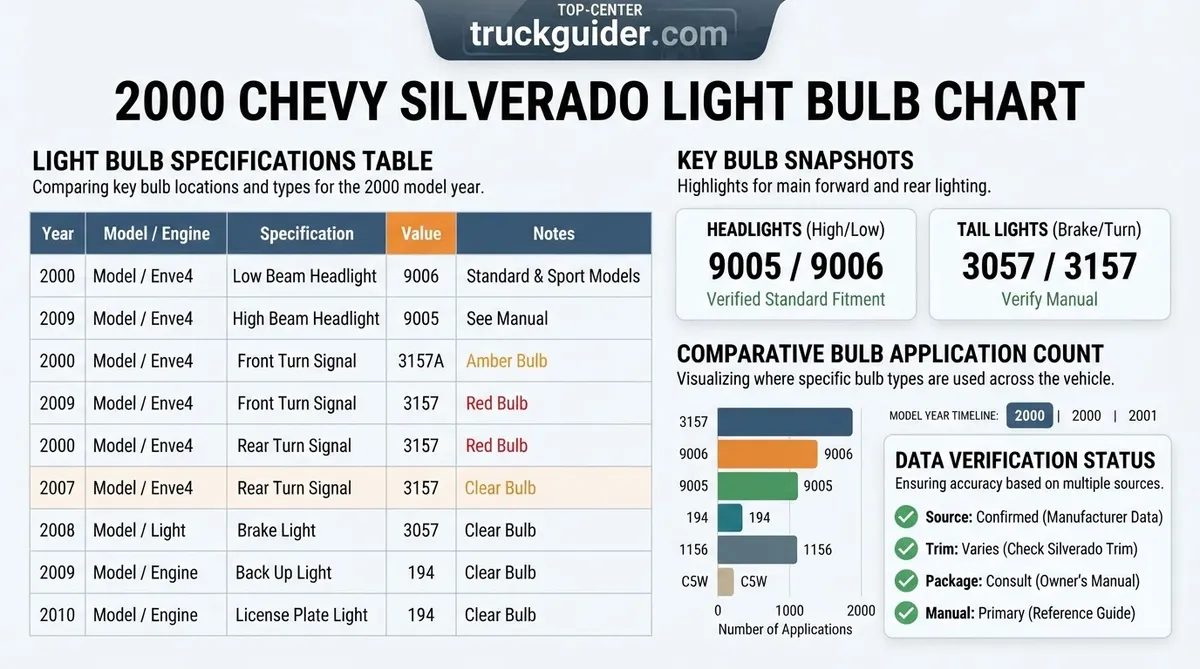 2000 chevy silverado light bulb chart