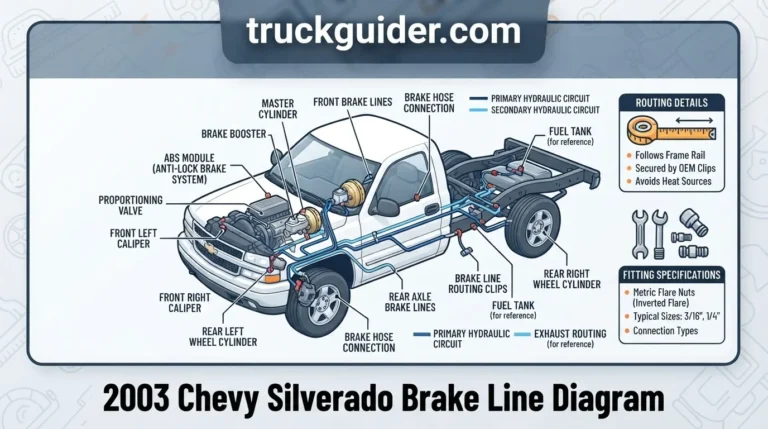 2003 chevy silverado brake line diagram with labeled components and connections
