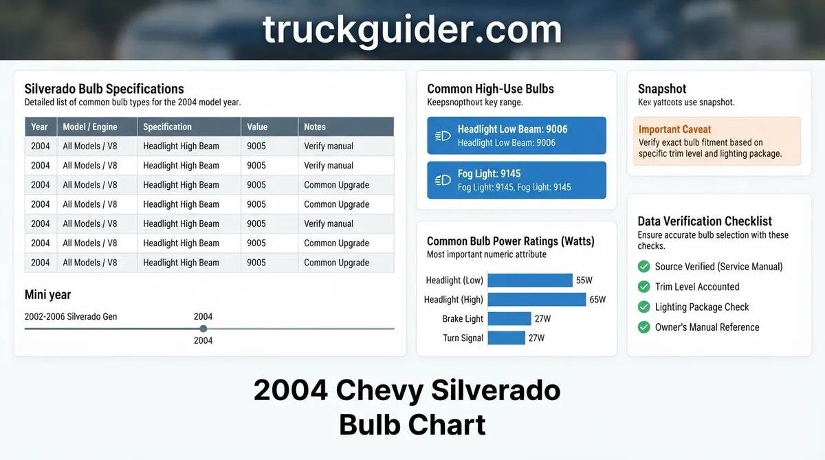 2004 chevy silverado bulb chart