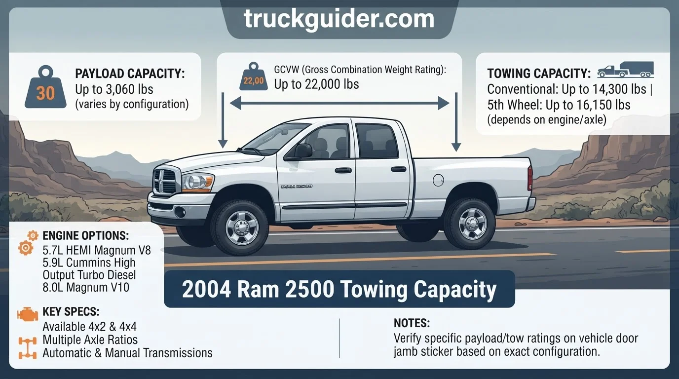 2004 Ram 2500 Towing Capacity: Specs Broken Down by Engine, Cab, and Drive Configuration