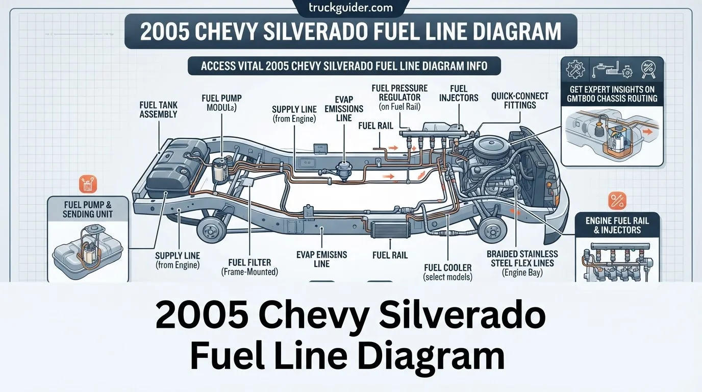 2005 chevy silverado fuel line diagram with labeled components and connections