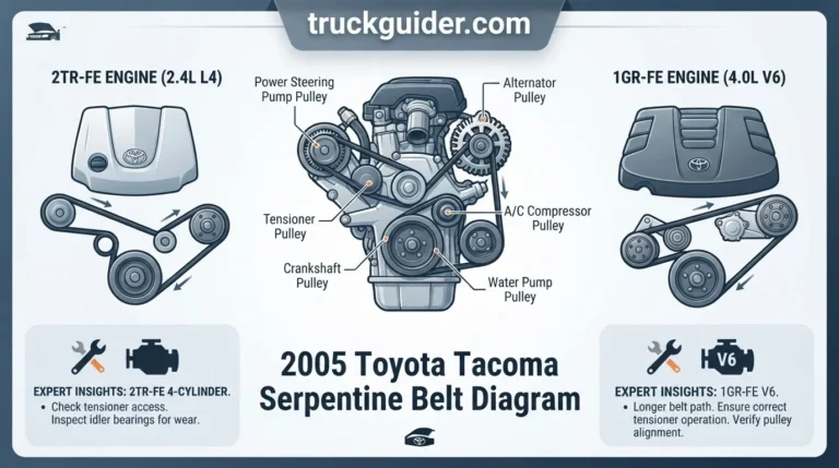 2005 toyota tacoma serpentine belt diagram with labeled components and connections