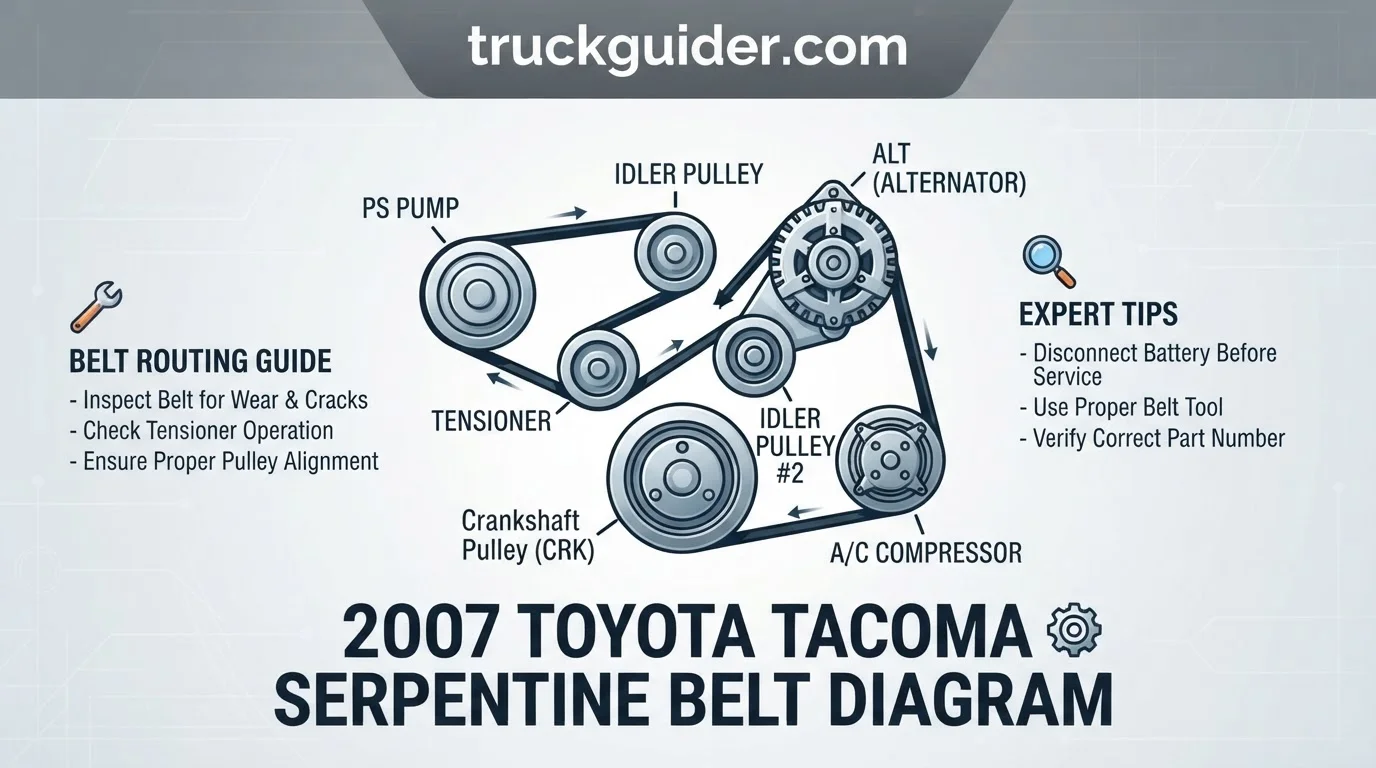 2007 toyota tacoma serpentine belt diagram with labeled components and connections