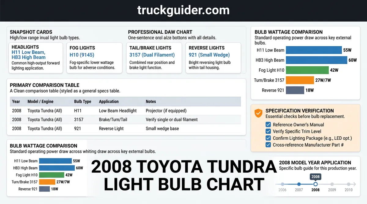 2008 toyota tundra light bulb chart