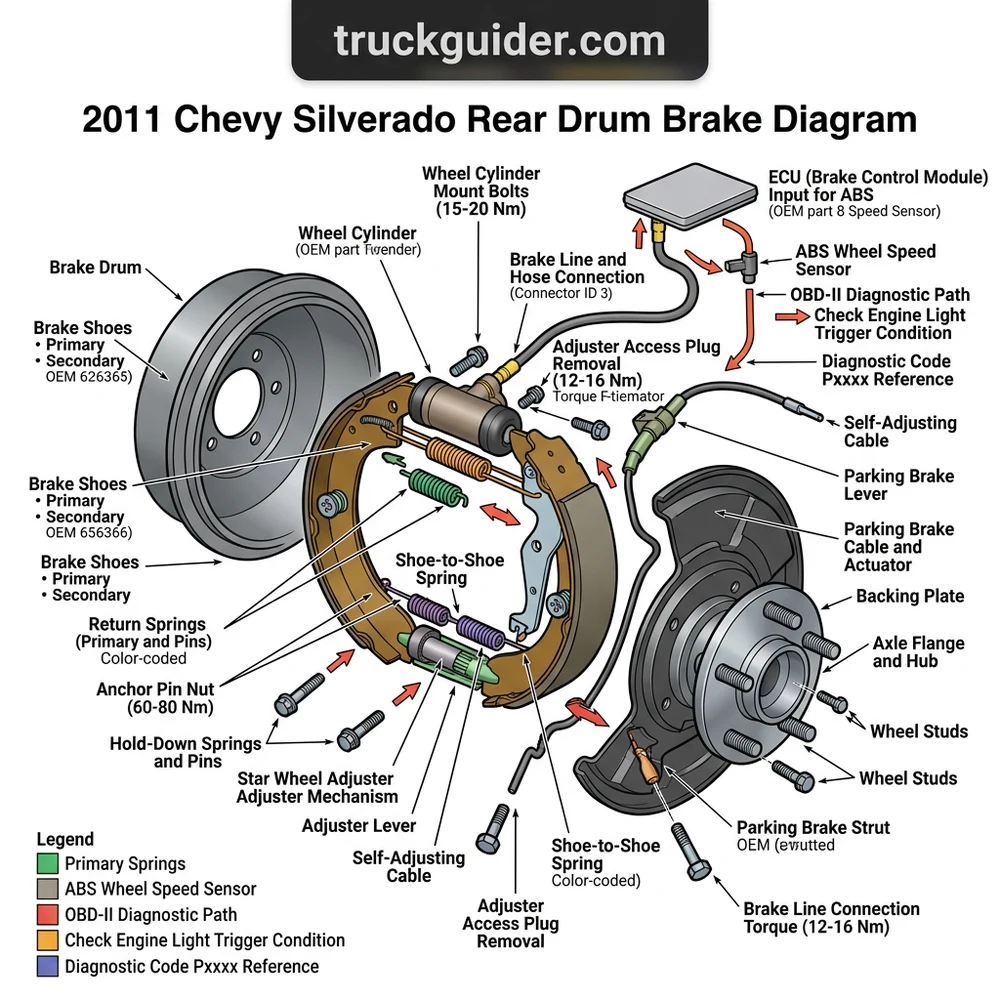 2011 Chevy Silverado Rear Drum Brake Diagram: Repair Guide 2026