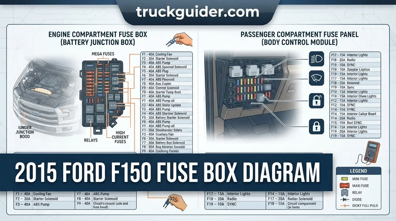 2015 ford f150 fuse box diagram with labeled components and connections
