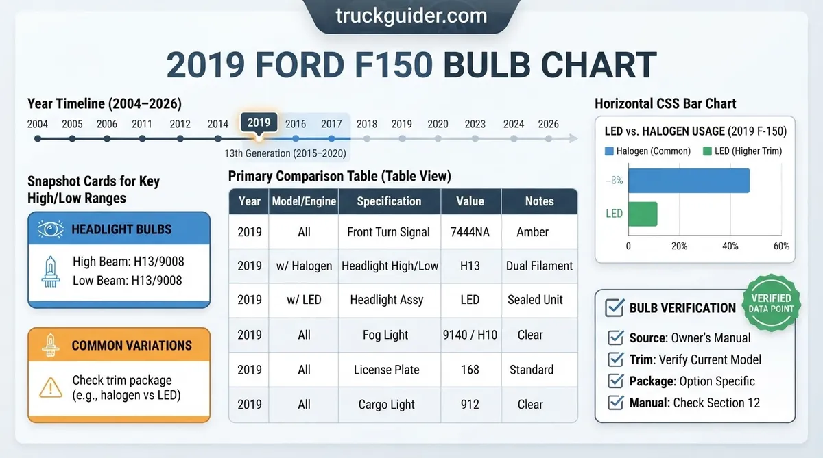 2019 ford f150 bulb chart