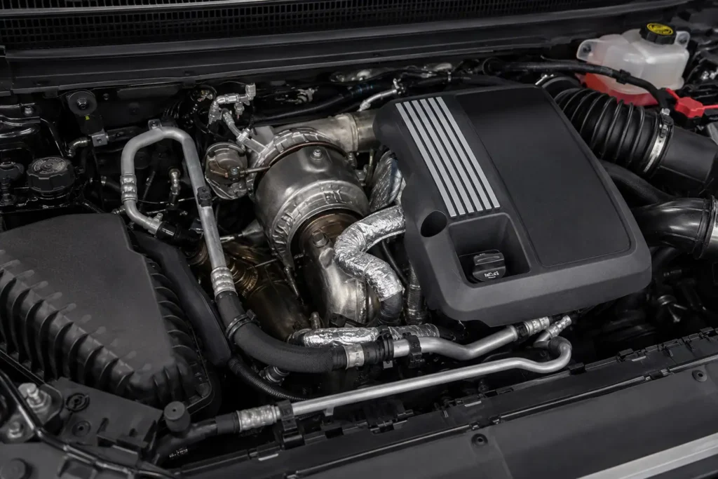 3.0 Duramax I6 turbodiesel engine bay close up