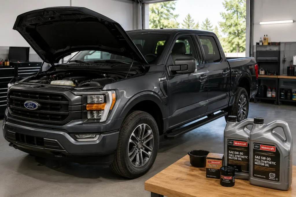 Ford F-150 showing 3.5 EcoBoost oil capacity service setup