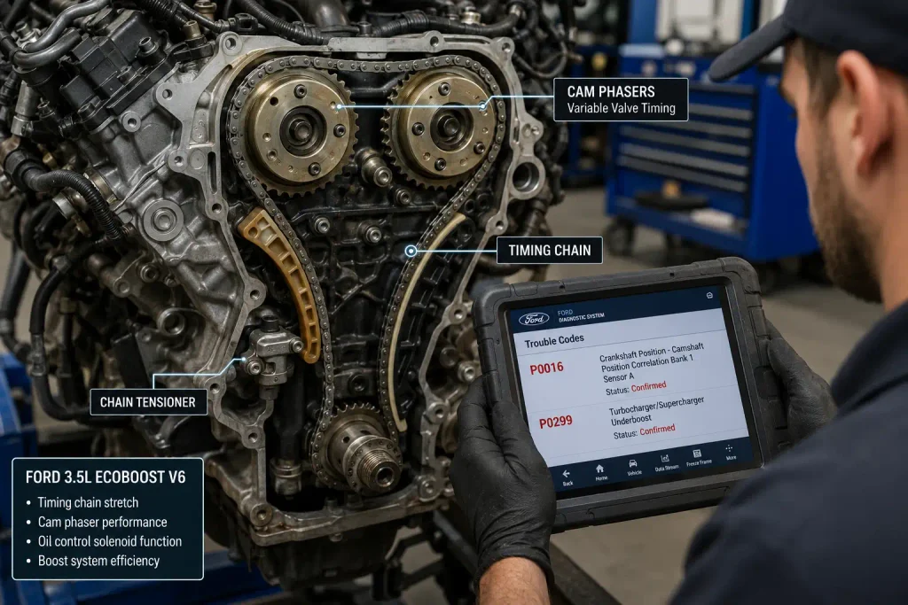 3.5 EcoBoost problems diagnosis showing timing system and scan tool