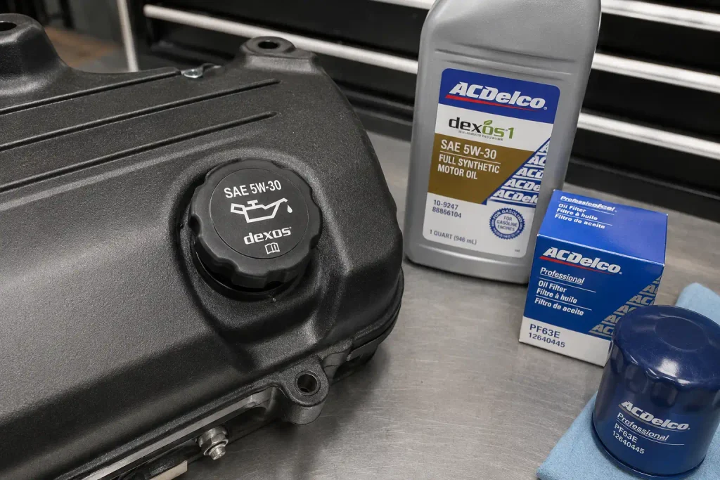 5.3 Vortec oil fill cap showing viscosity spec and filter