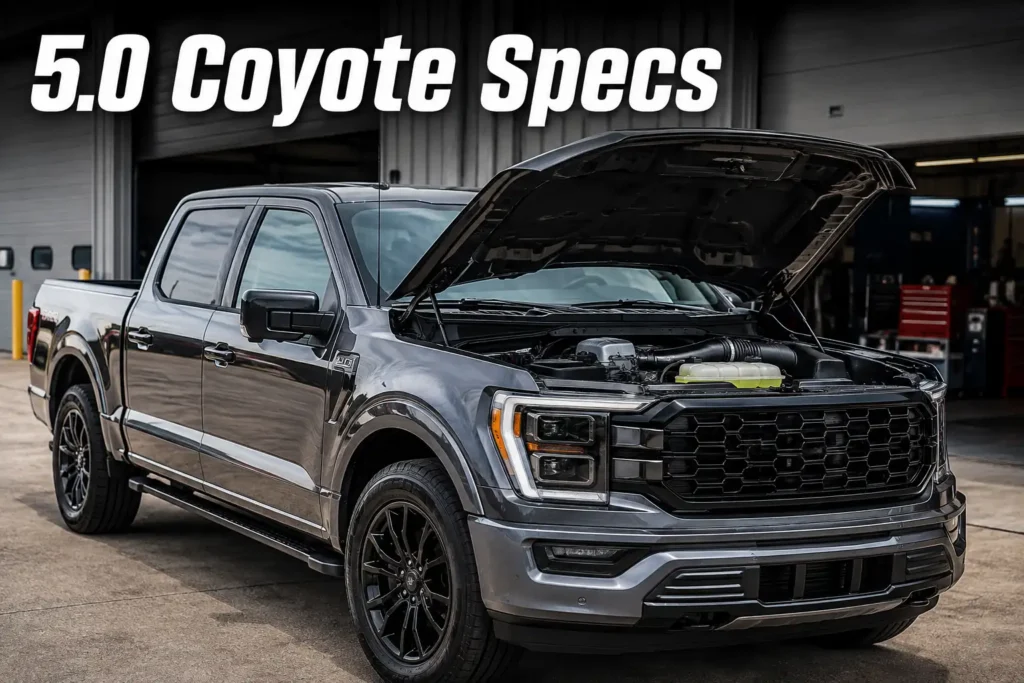 Ford F-150 5.0 Coyote specs featured engine and truck image