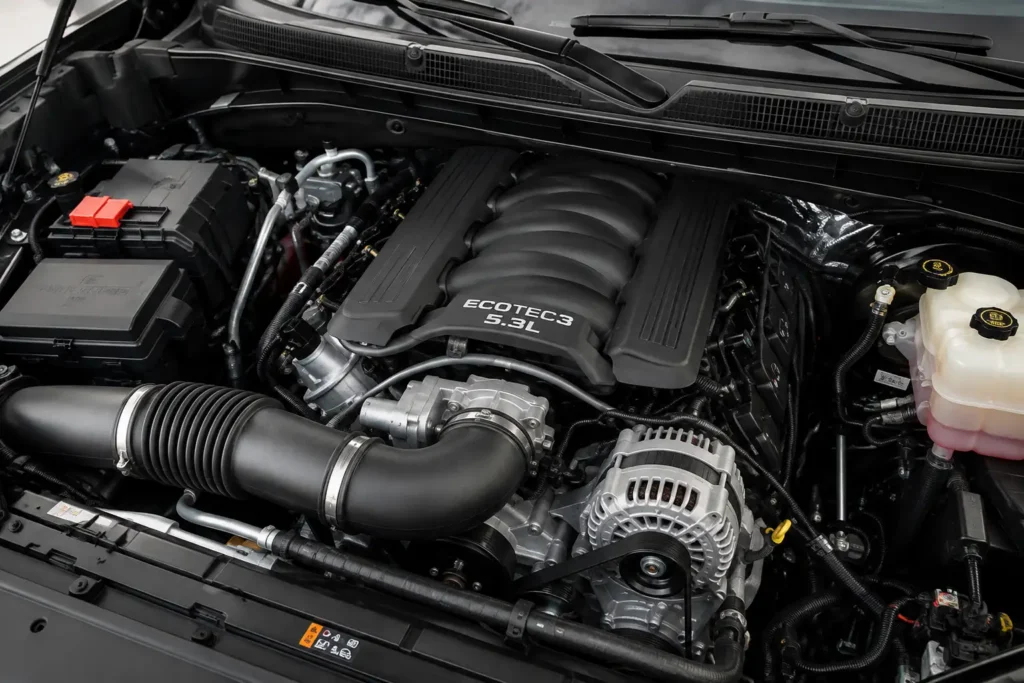 GM 5.3L L84 engine bay in a Chevy Silverado 1500