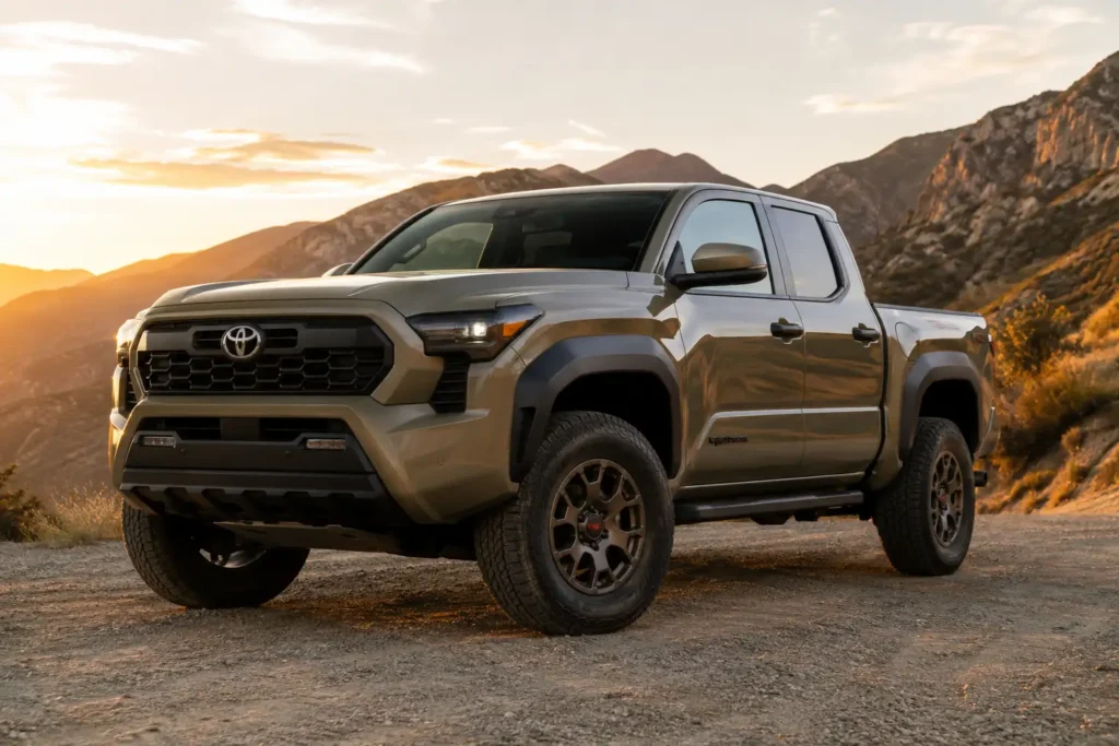 2026 Toyota Tacoma showing Tacoma 2.4 turbo specs configuration
2026 Toyota Tacoma TRD Off Road
Toyota Tacoma fourth generation
Tacoma i-FORCE turbo truck
Toyota Tacoma front three quarter
2026 Tacoma exterior