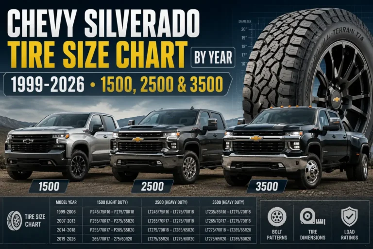 Chevy Silverado Tire Size Chart by Year: 1999-2026 1500, 2500 & 3500