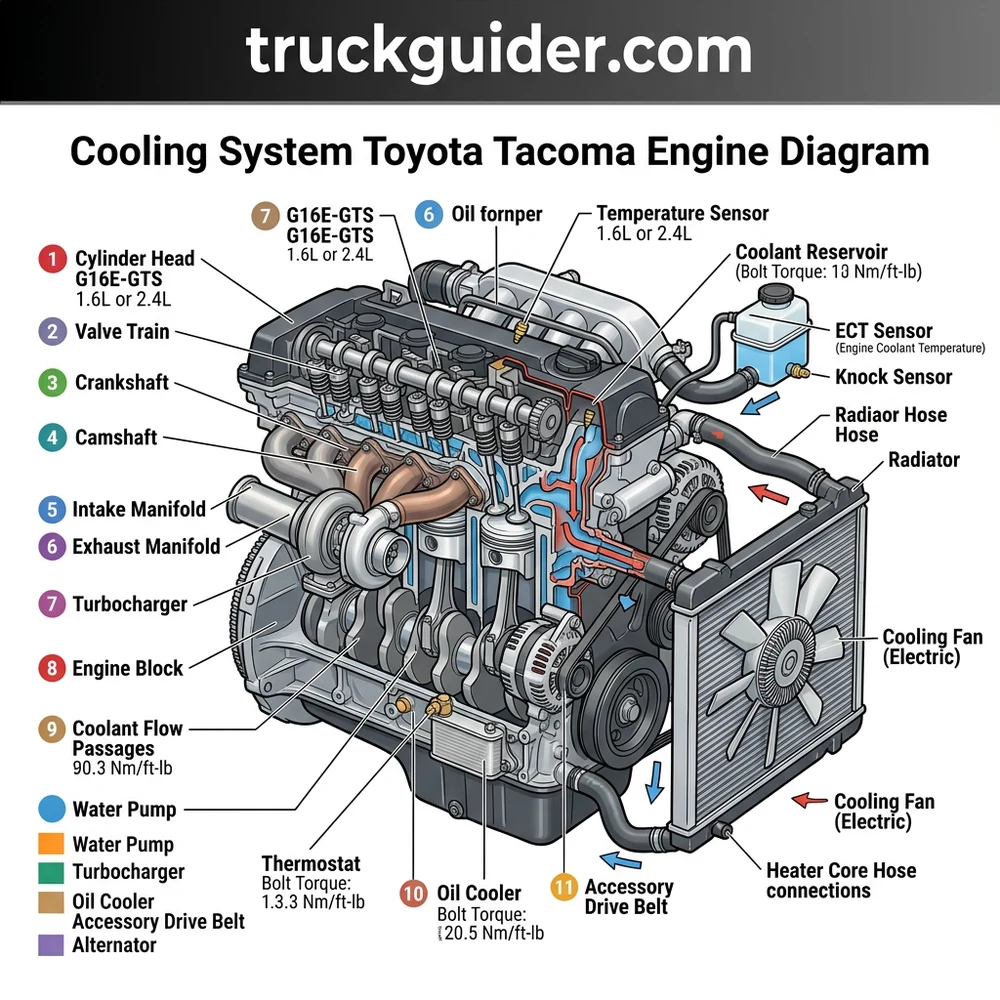 3.4L/2.4T Toyota Tacoma Engine Diagram: 2026 Cooling Component Breakdown
