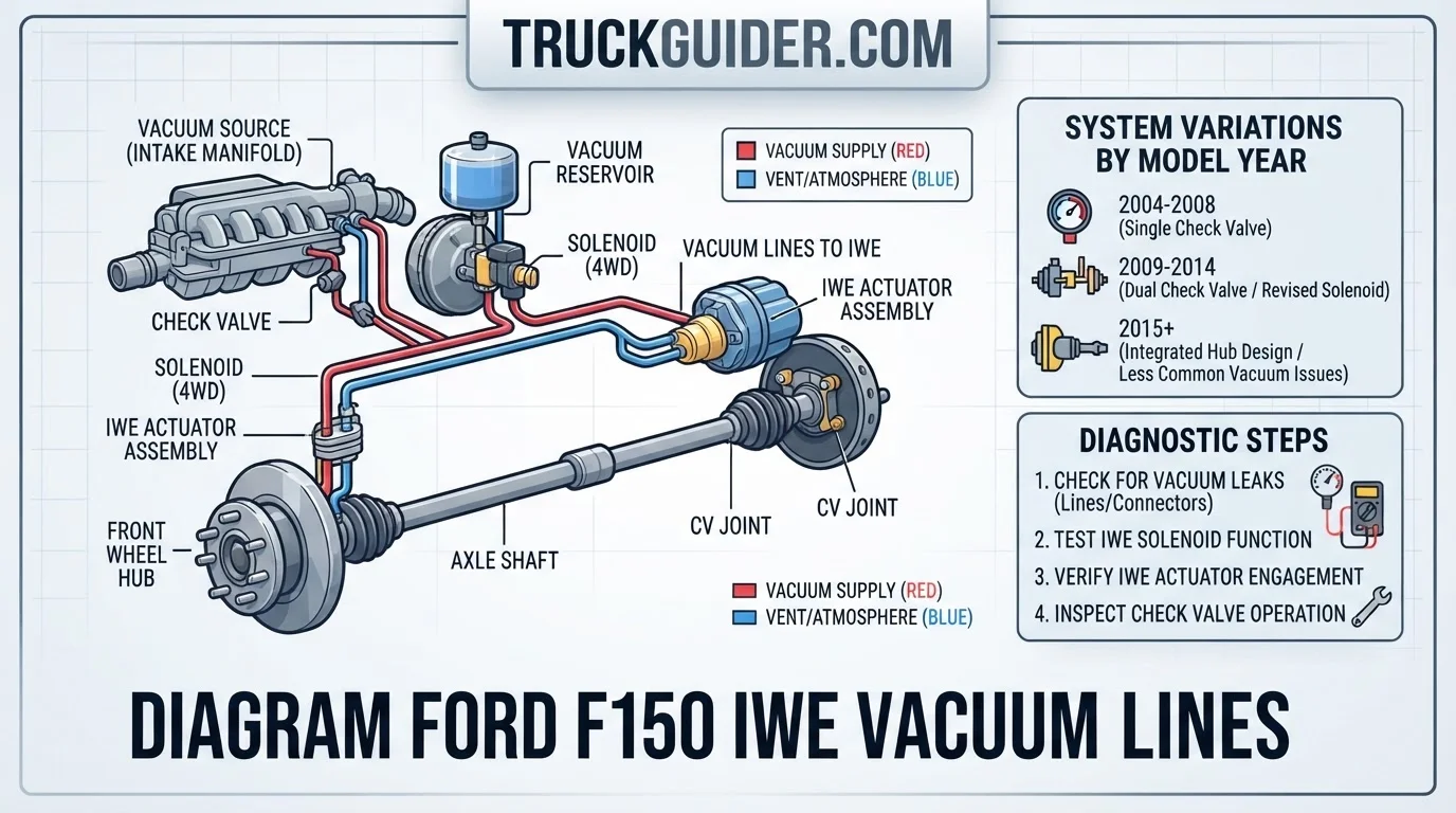 diagram ford f150 iwe vacuum lines with labeled components and connections