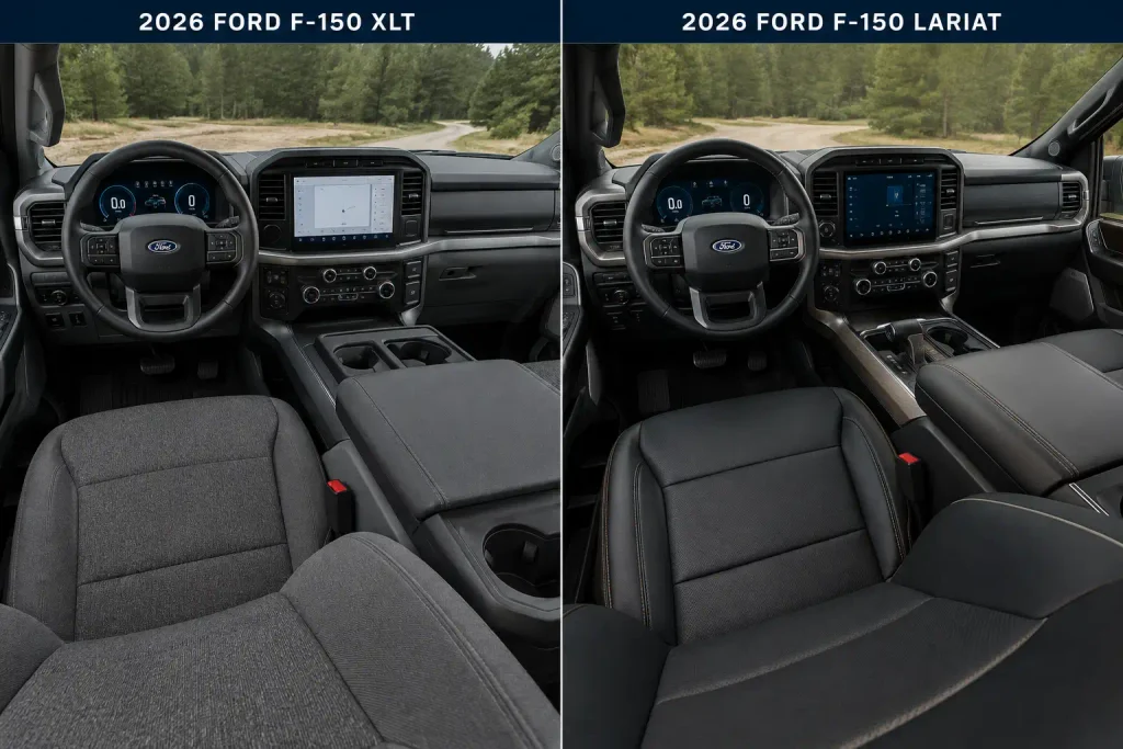 F-150 XLT vs Lariat interior showing seating and cabin differences