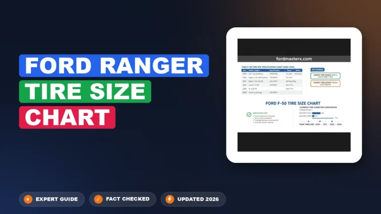 Ford Ranger Tire Size Specification Chart By Year (1998–2026)