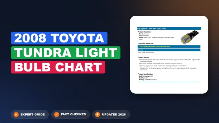 2008 Toyota Tundra Light Bulb Specification Chart By Year: 2008