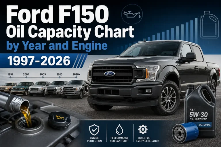 Ford F150 Oil Capacity Chart by Year and Engine 1997-2026