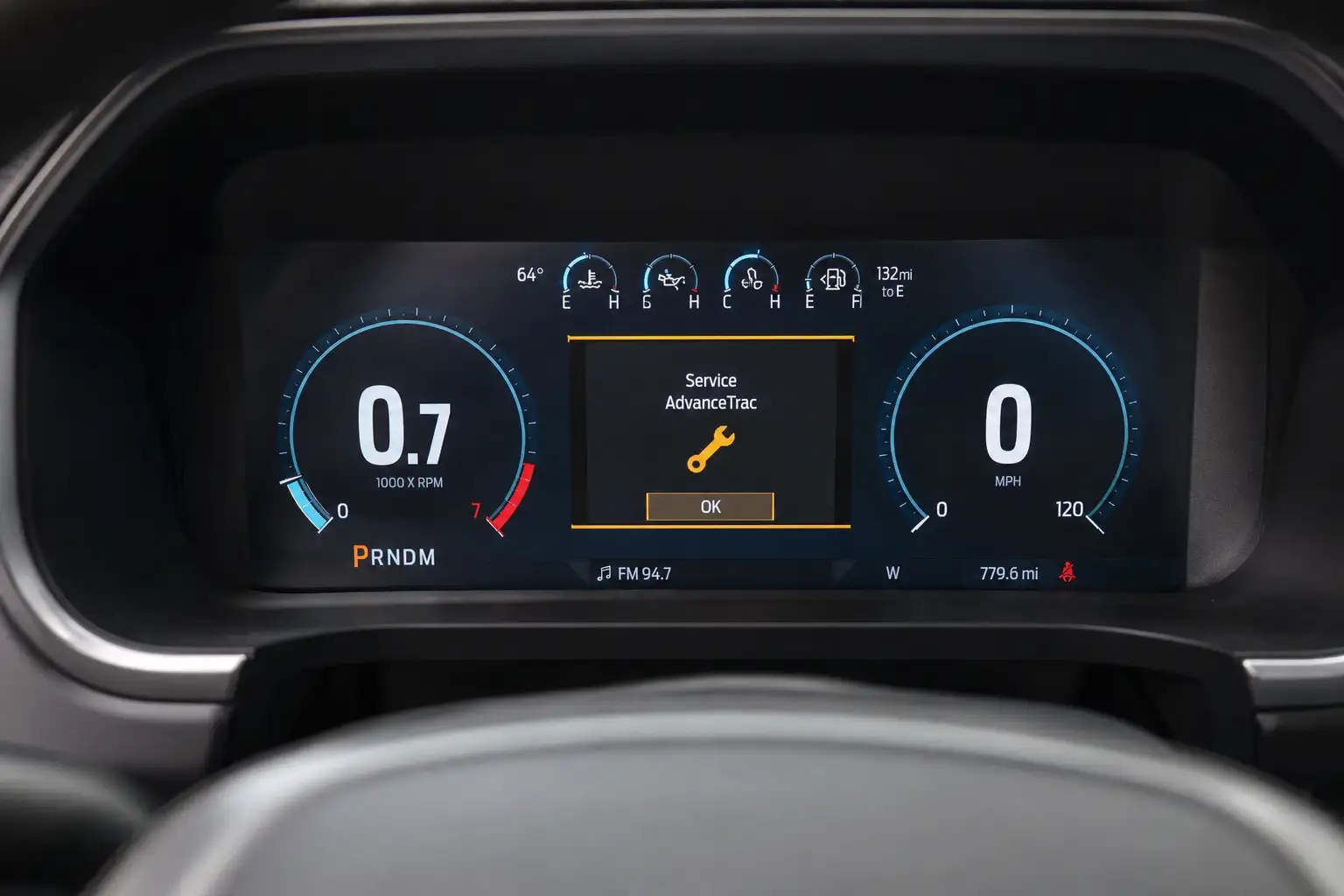 Ford F150 service light reset wrench icon illuminated on dashboard