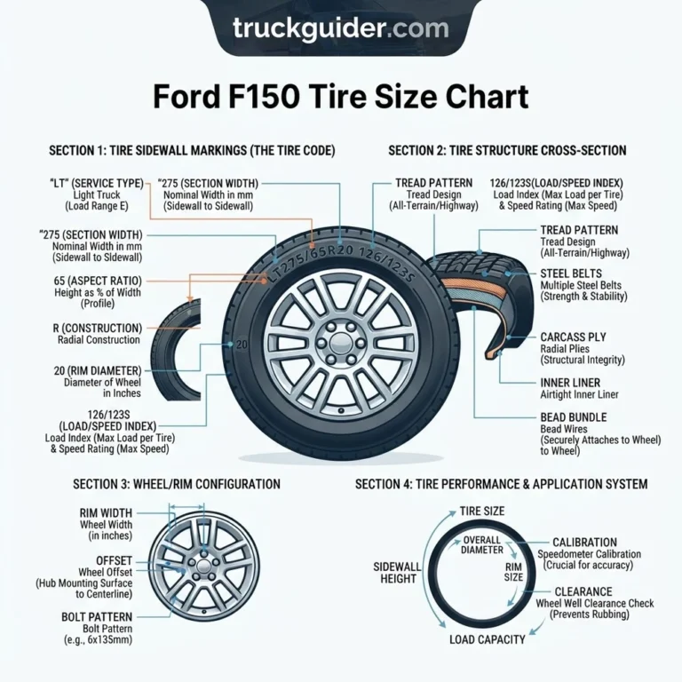 ford f150 tire size chart diagram with labeled components and explanations