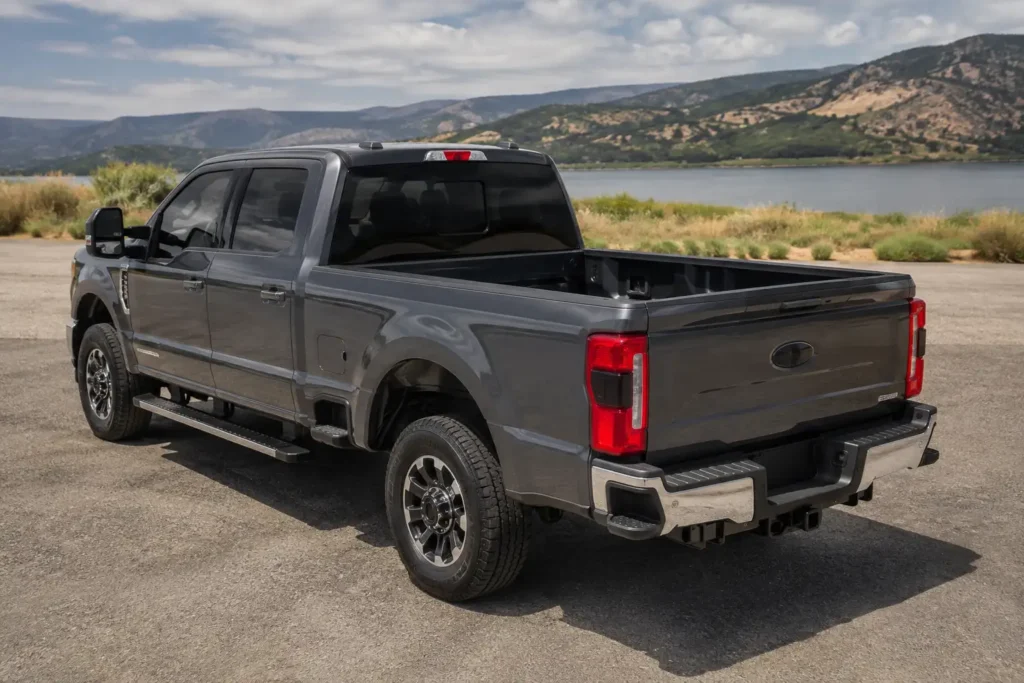 Ford F250 bed size chart showing Super Duty pickup bed
