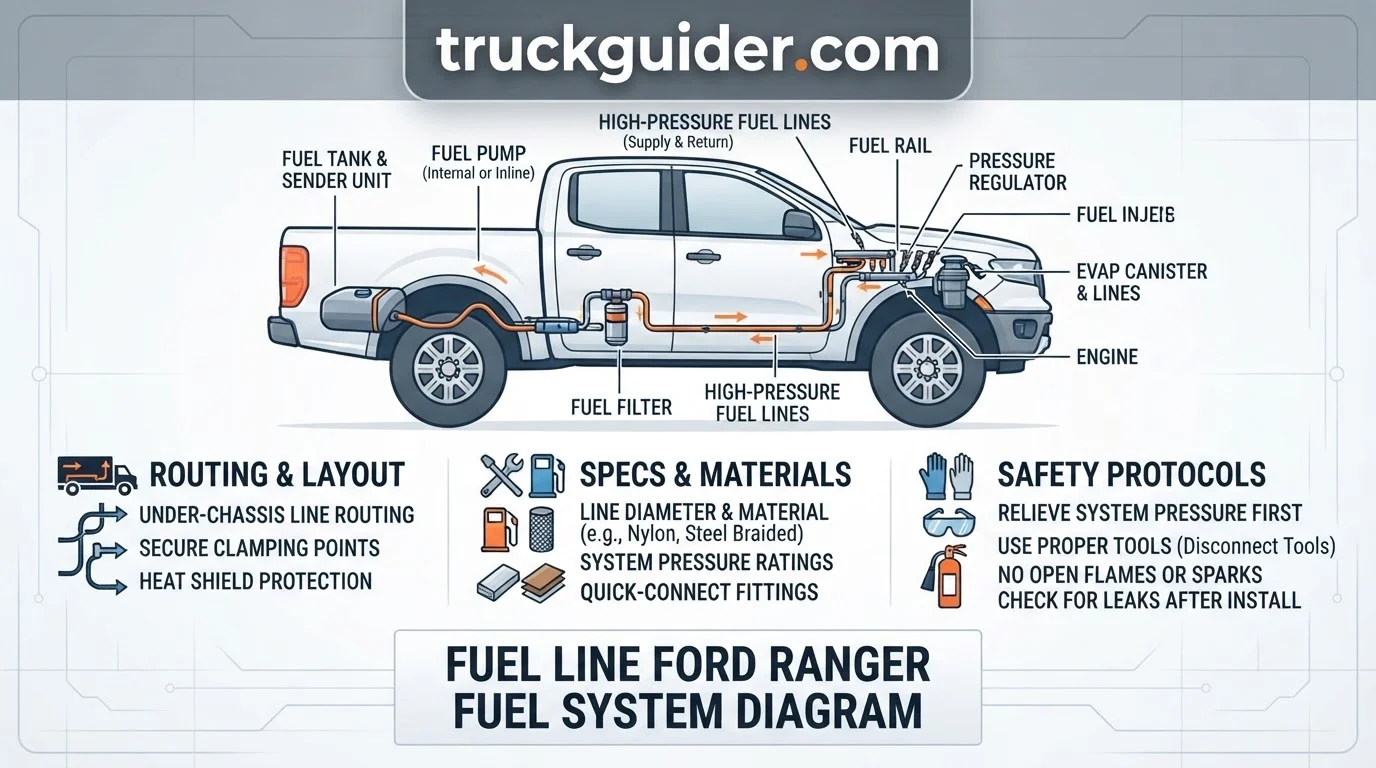 fuel line ford ranger fuel system diagram with labeled components and connections