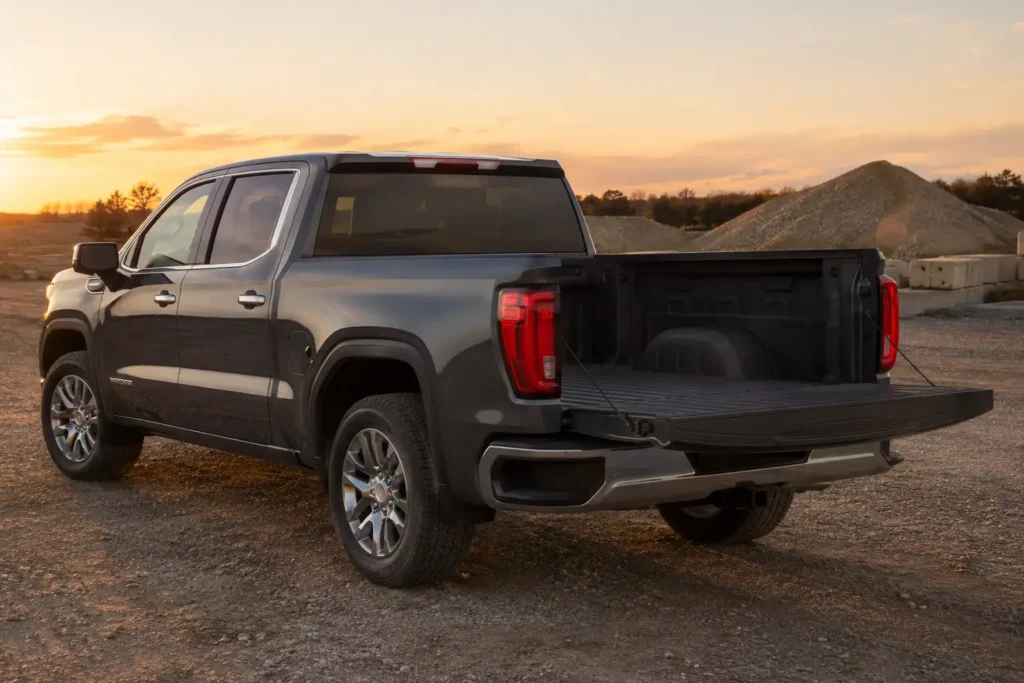 GMC Sierra 1500 truck bed shown from rear angle