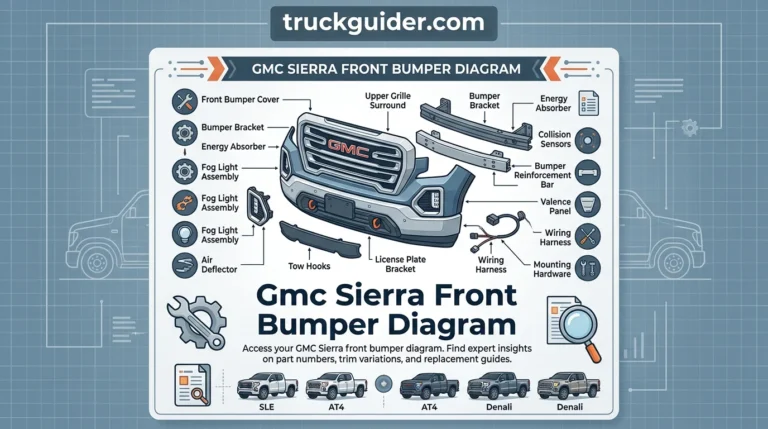 gmc sierra front bumper diagram with labeled components and connections