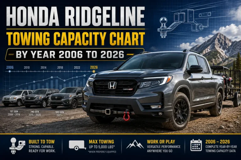 Honda Ridgeline Towing Capacity Chart by Year 2006 to 2026