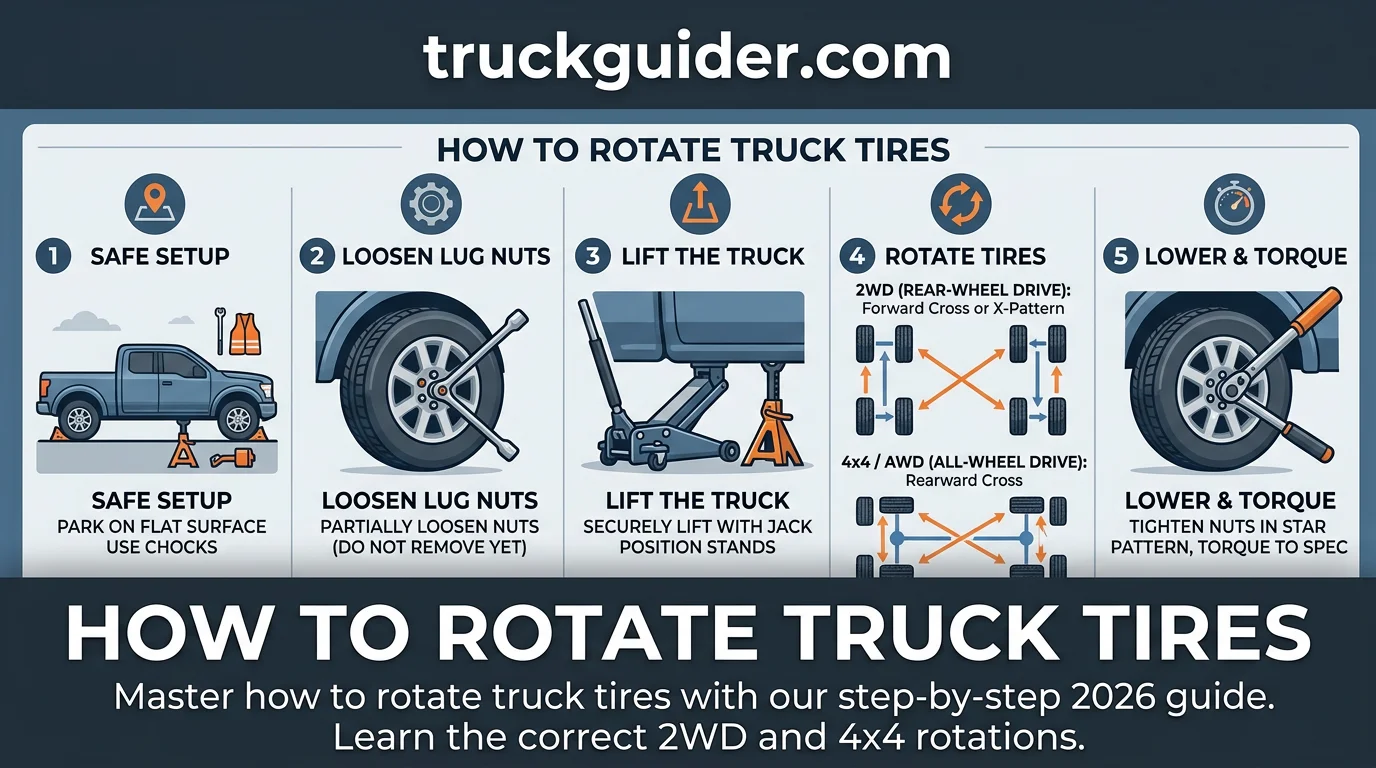 how to rotate truck tires reference infographic