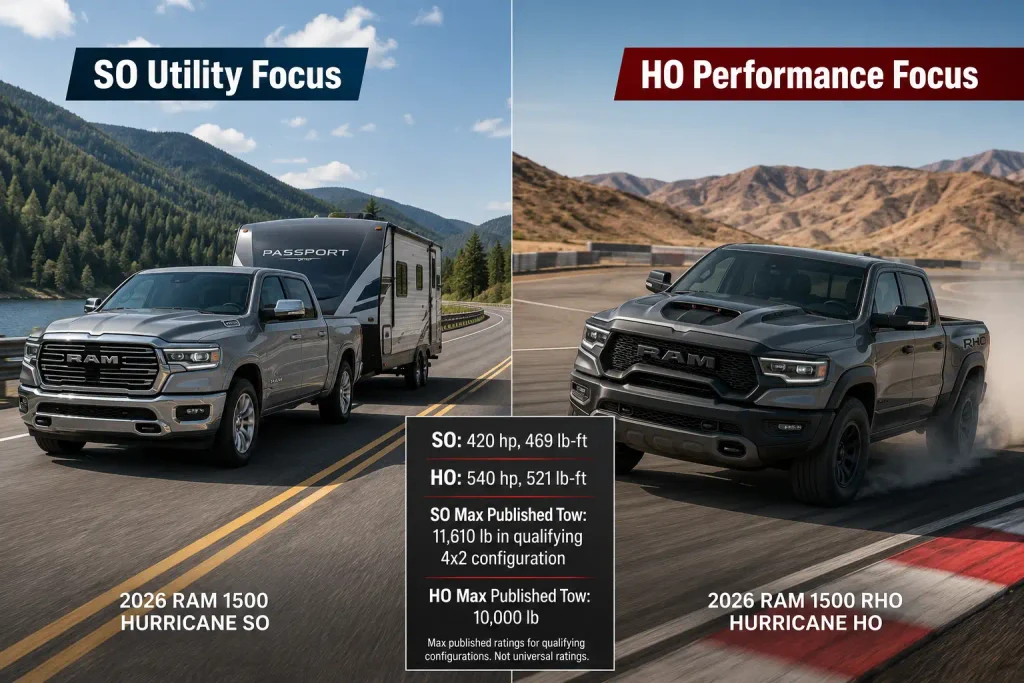 Hurricane SO vs HO comparison for Ram towing and performance