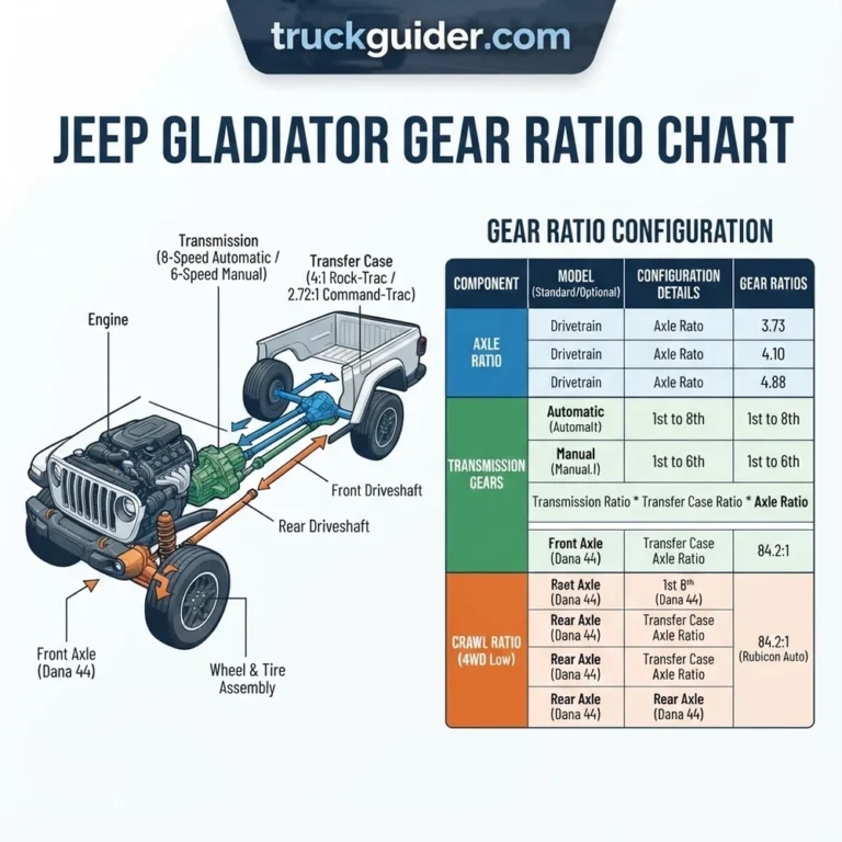 jeep gladiator gear ratio chart diagram with labeled components and explanations