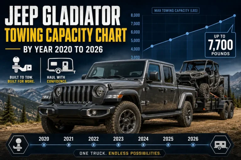 Jeep Gladiator Towing Capacity Chart by Year 2020 to 2026