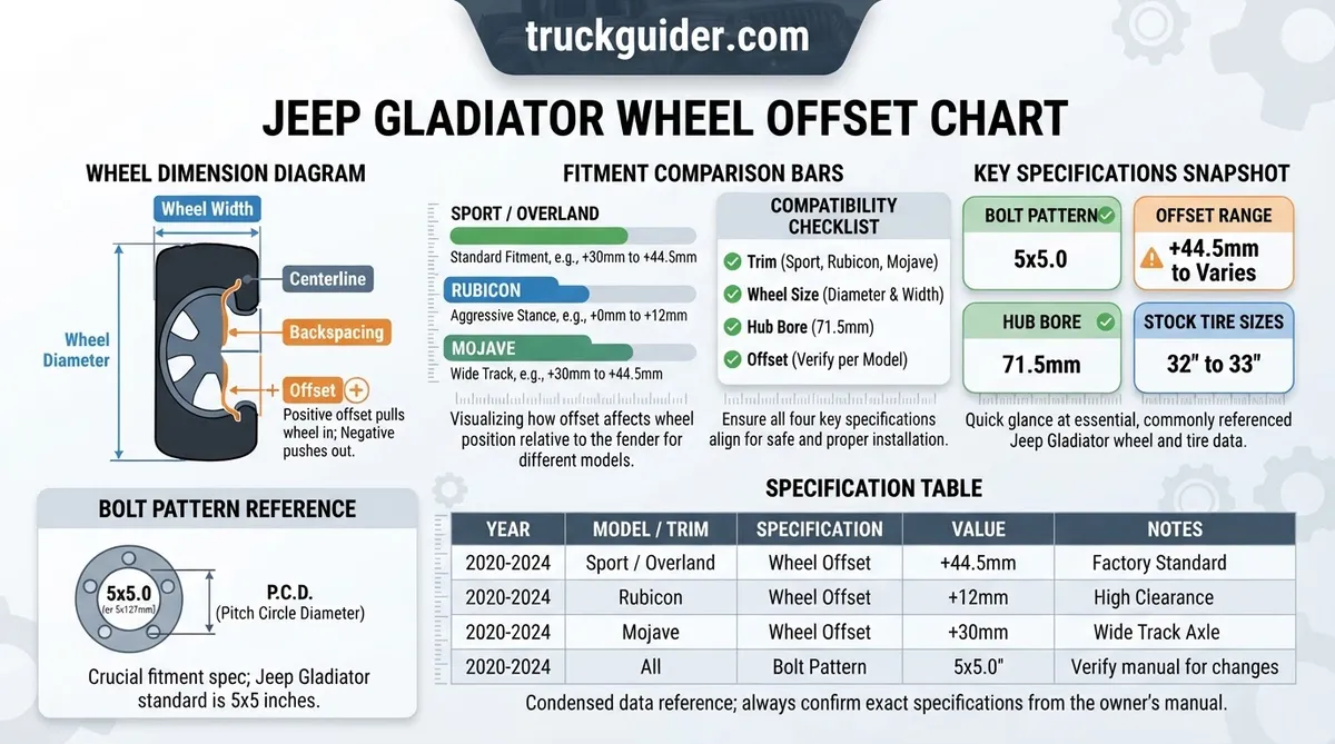 jeep gladiator wheel offset chart
