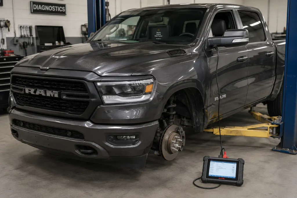 Ram 1500 ABS sensor location at front wheel hub assembly