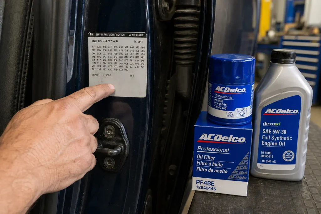 Reading Silverado RPO code sticker for oil capacity