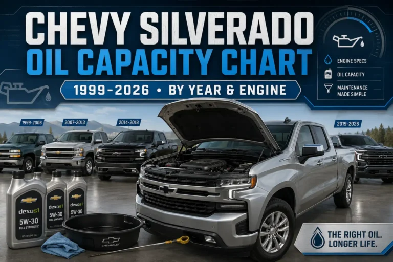 Chevy Silverado Oil Capacity Chart by Year and Engine 1999-2026