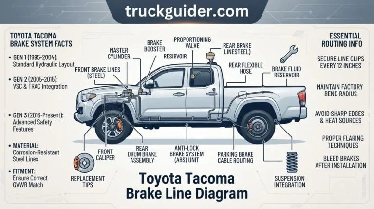 toyota tacoma brake line diagram with labeled components and connections