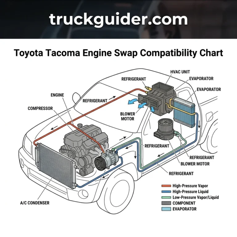 toyota tacoma engine swap compatibility chart diagram with labeled components and explanations