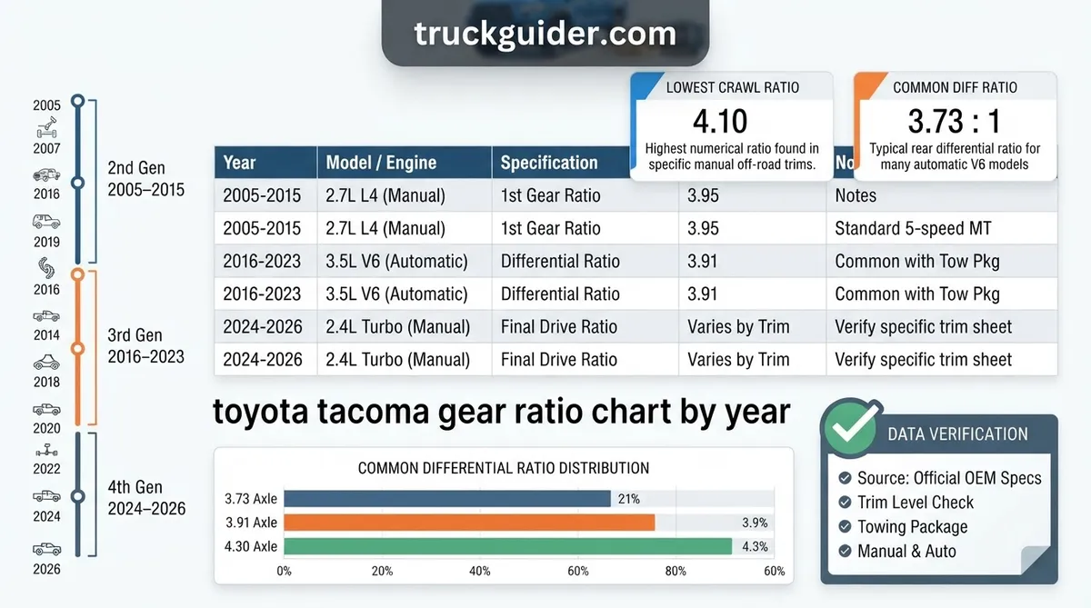 toyota tacoma gear ratio chart by year
