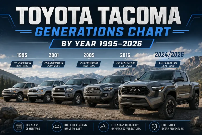 Toyota Tacoma Generations Chart by Year 1995 to 2026