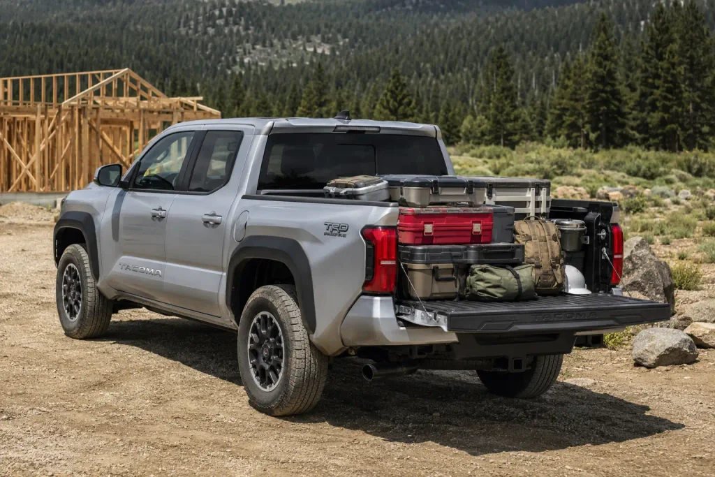 Toyota Tacoma payload capacity with cargo loaded in pickup bed