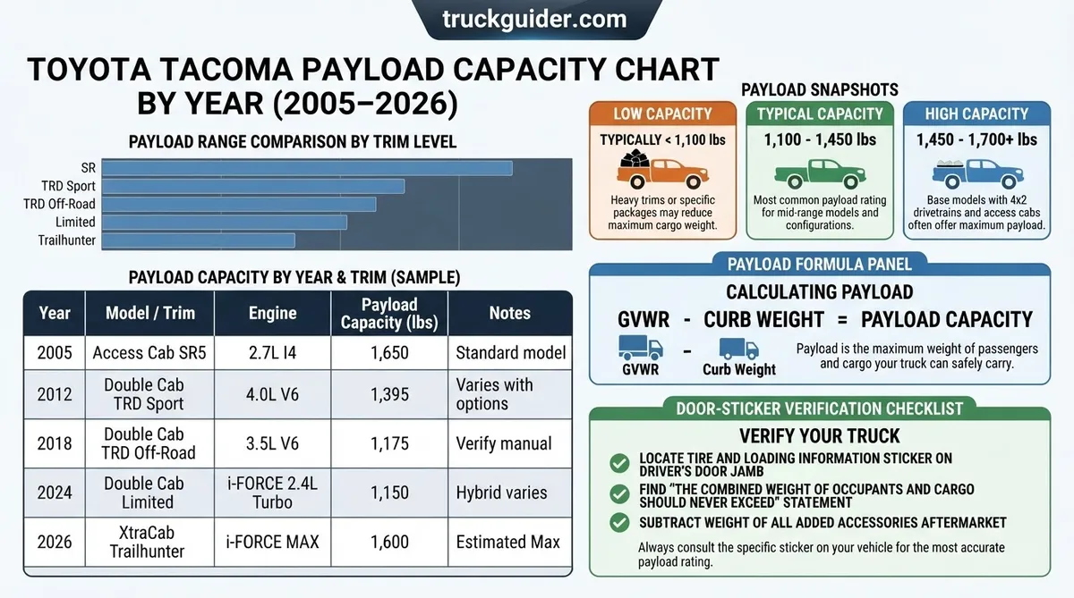 toyota tacoma payload capacity chart by year