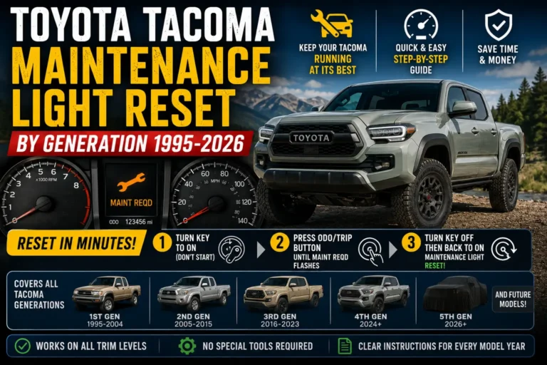 Toyota Tacoma Maintenance Light Reset By Generation 1995-2026