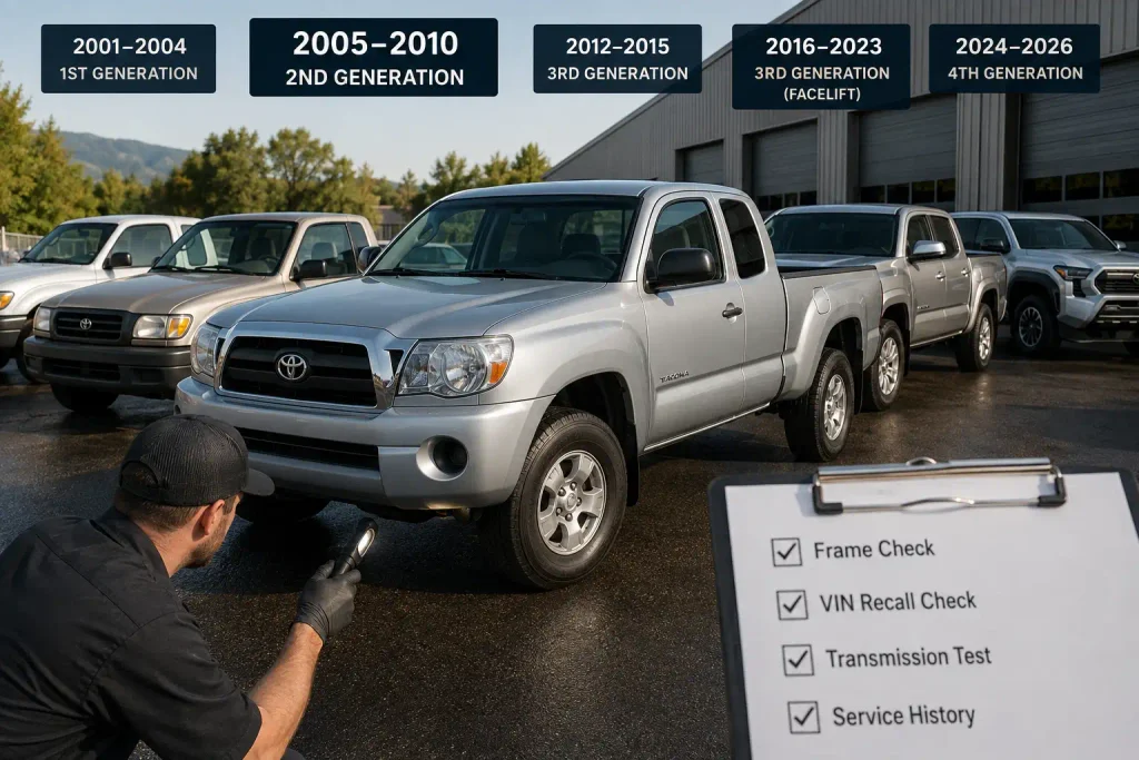 Toyota Tacoma years to avoid lineup with used truck inspection
